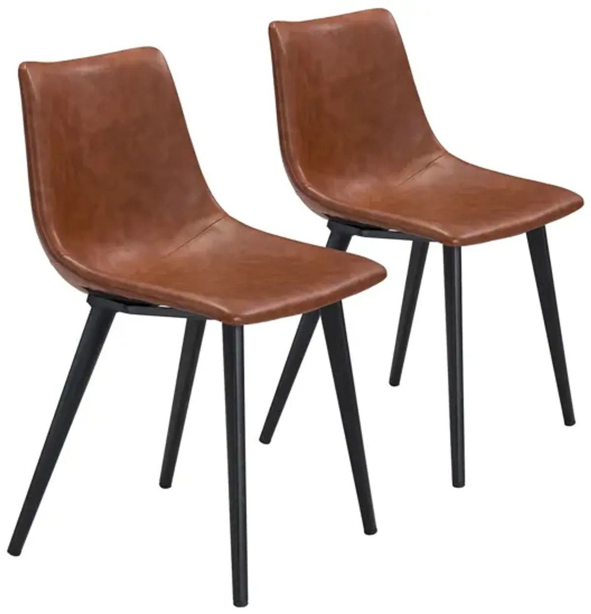 Daniel Dining Chair: Set of 2 in Vintage Brown, Black by Zuo Modern