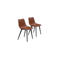Daniel Dining Chair: Set of 2 in Vintage Brown, Black by Zuo Modern