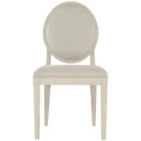 East Hampton Oval Back Side Chair in Cerused Linen by Bernhardt