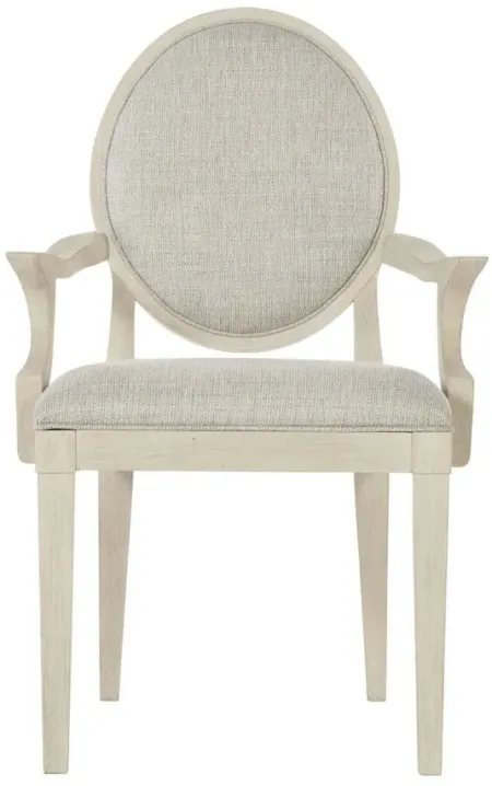 East Hampton Oval Back Arm Chair in Cerused Linen by Bernhardt