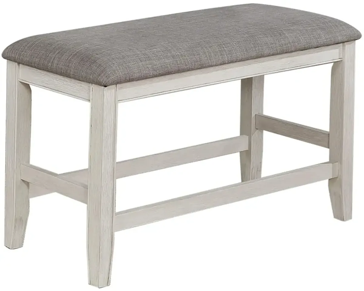 Fulton Counter-Height Dining Bench in Antique White and Gray by Crown Mark