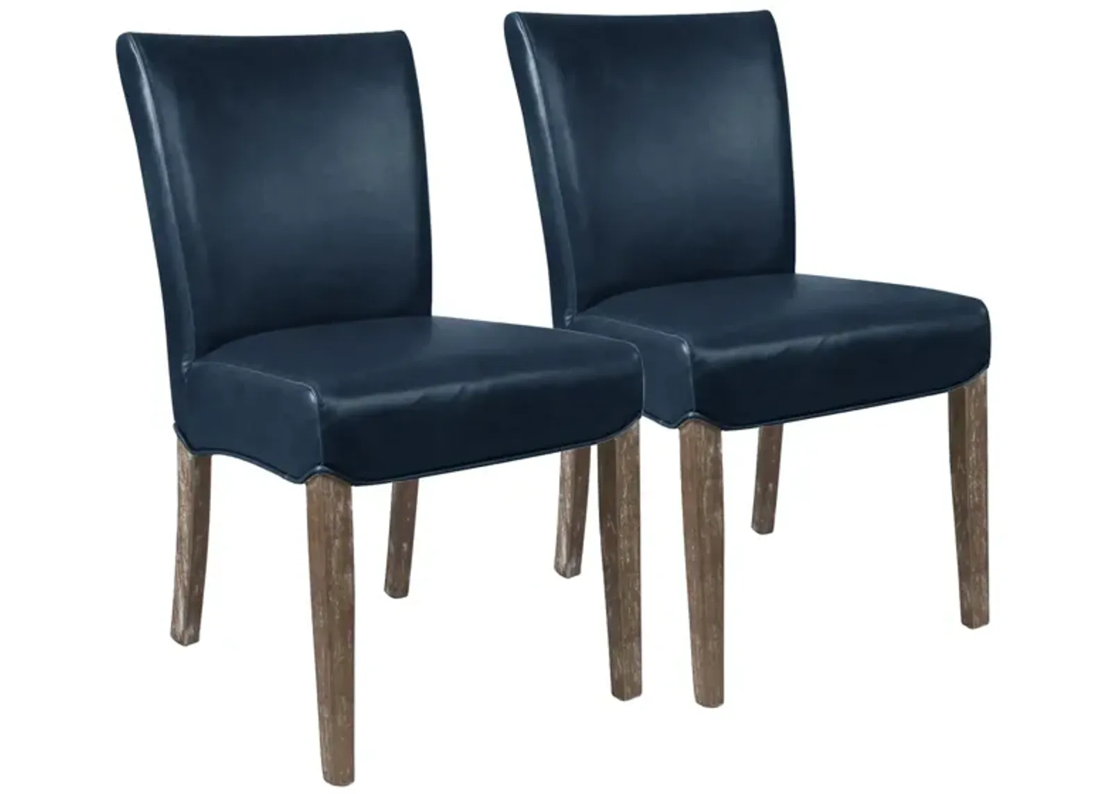 Beverly Hills Leather Dining Chair: Set of 2 in Vintage Blue by New Pacific Direct