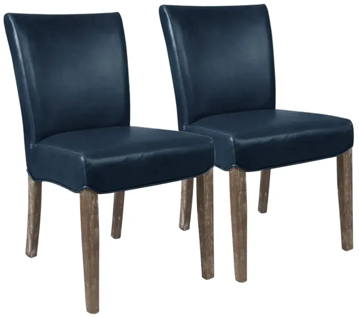 Beverly Hills Leather Dining Chair: Set of 2 in Vintage Blue by New Pacific Direct