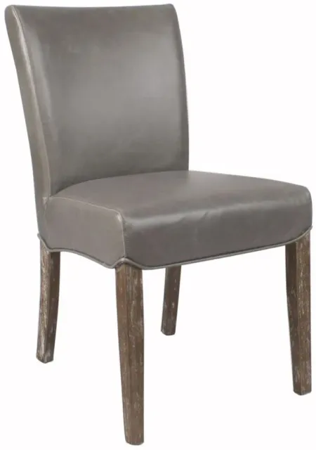 Beverly Hills Leather Dining Chair: Set of 2 in Vintage Gray by New Pacific Direct