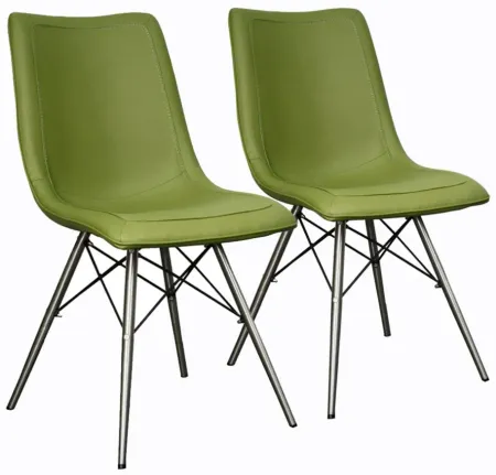 Blaine Dining Chair Stainless Steel Legs: Set of 2 in Cactus by New Pacific Direct