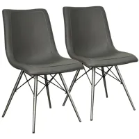 Blaine Dining Chair Stainless Steel Legs: Set of 2 in Stormy Gray by New Pacific Direct