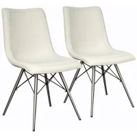 Blaine Dining Chair Stainless Steel Legs: Set of 2 in Light Cream by New Pacific Direct