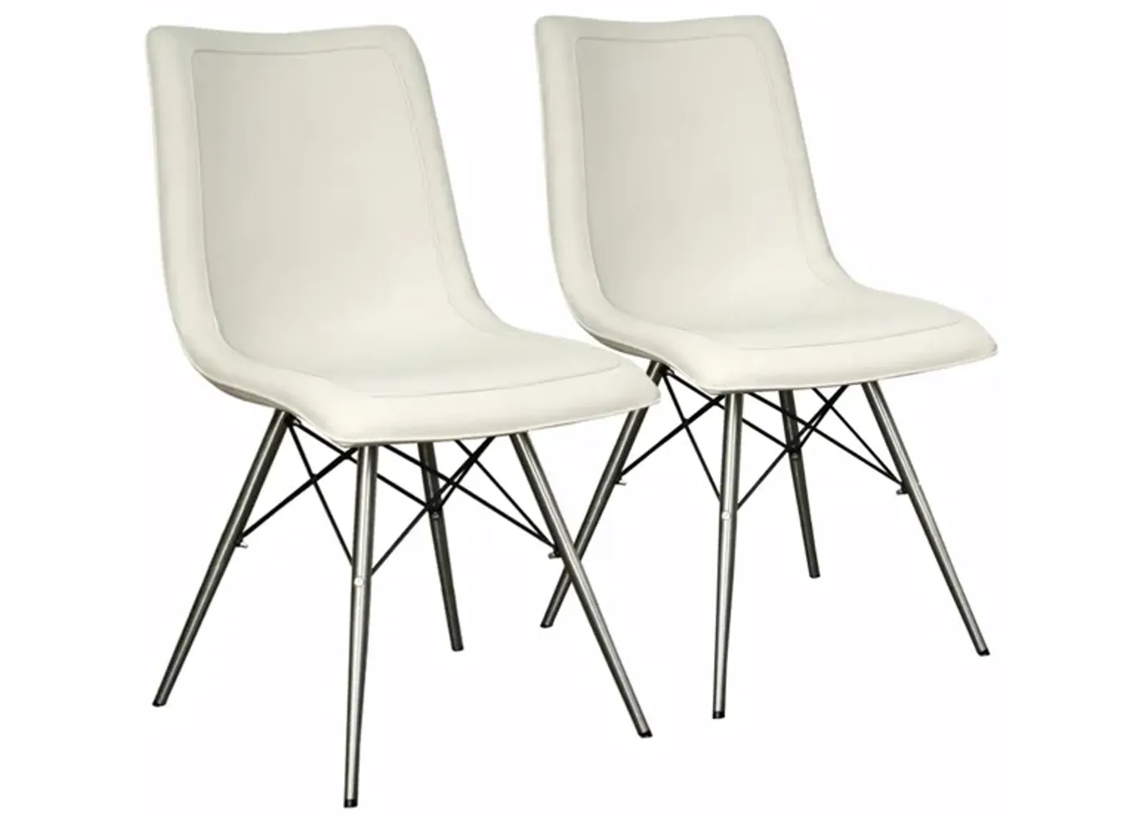 Blaine Dining Chair Stainless Steel Legs: Set of 2 in Light Cream by New Pacific Direct