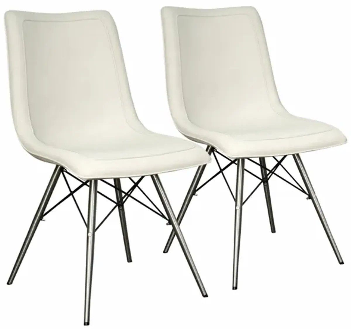 Blaine Dining Chair Stainless Steel Legs: Set of 2 in Light Cream by New Pacific Direct