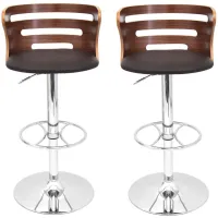 Cosi Barstool- Set of 2 in Chrome;Walnut;Brown by Lumisource
