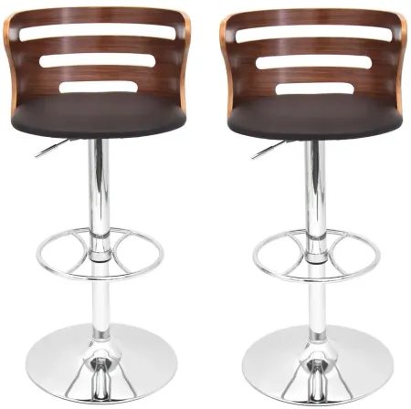 Cosi Barstool- Set of 2 in Chrome;Walnut;Brown by Lumisource
