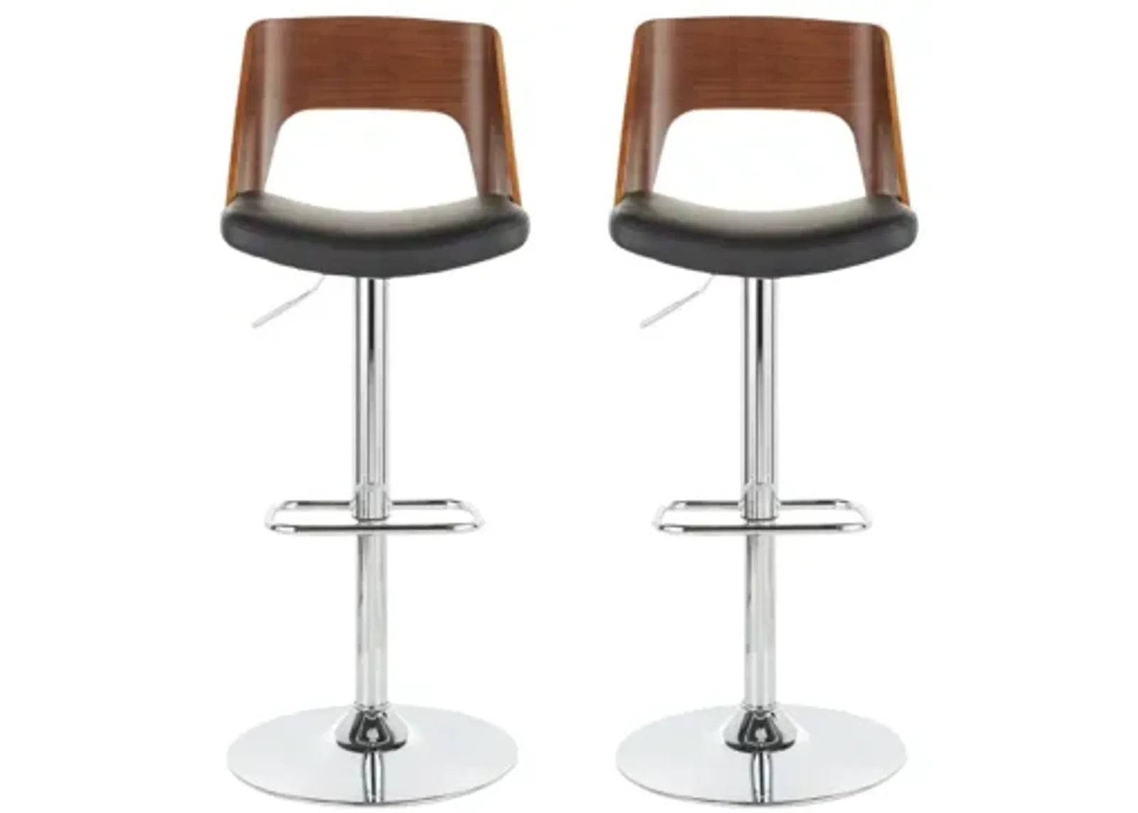 Valencia Adjustable Barstool- Set of 2 in Chrome;Walnut;Black by Lumisource