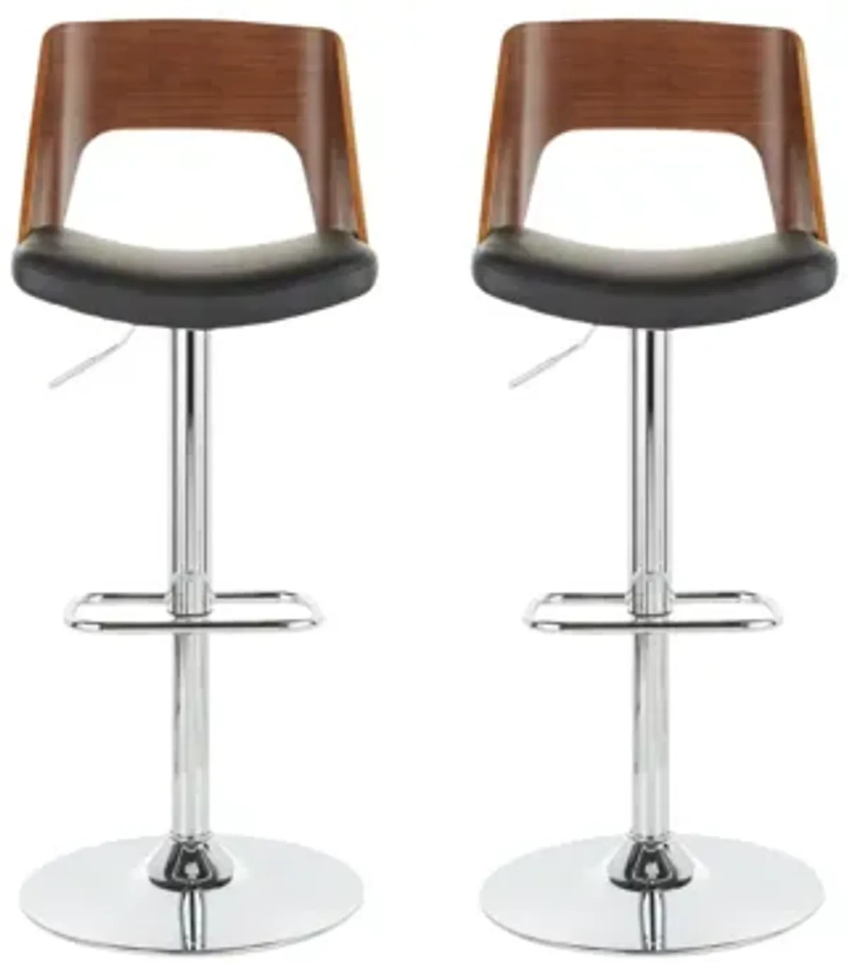 Valencia Adjustable Barstool- Set of 2 in Chrome;Walnut;Black by Lumisource