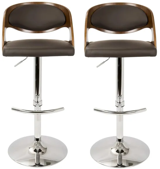 Pino Barstool- Set of 2 in Chrome;Walnut;Brown by Lumisource