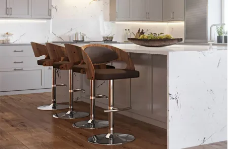 Pino Barstool- Set of 2 in Chrome;Walnut;Brown by Lumisource