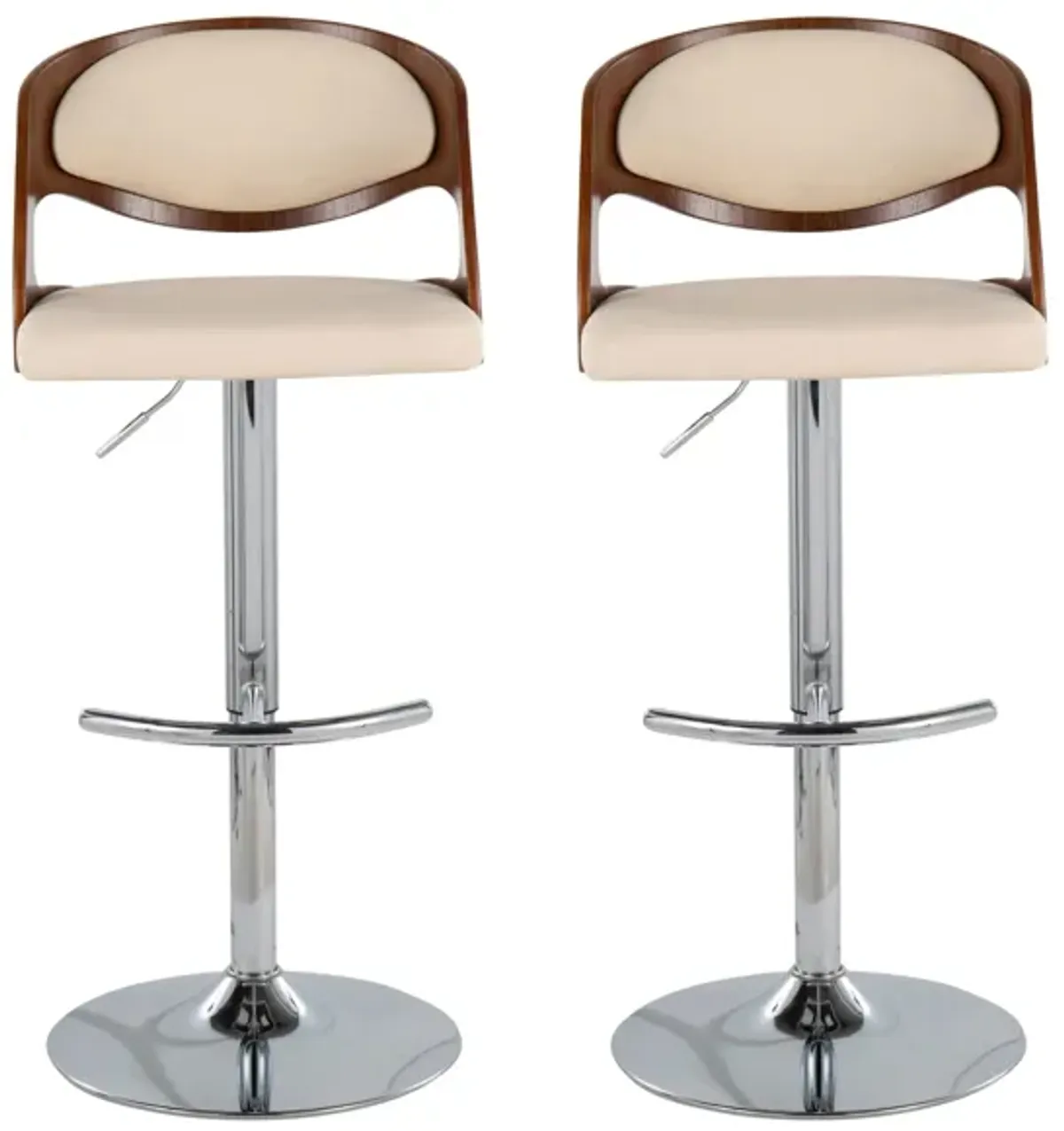 Pino Barstool- Set of 2 in Chrome;Walnut;Cream by Lumisource