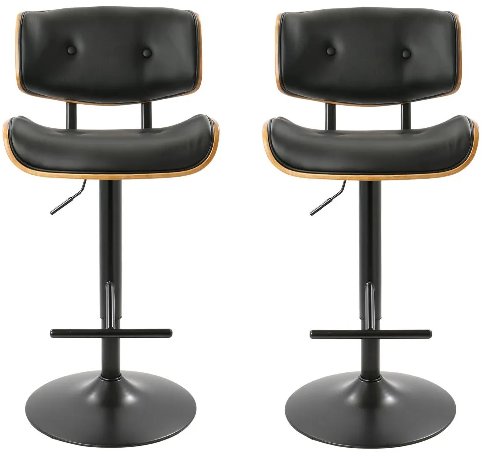 Lombardi Adjustable Barstool- Set of 2 in Black;Walnut by Lumisource