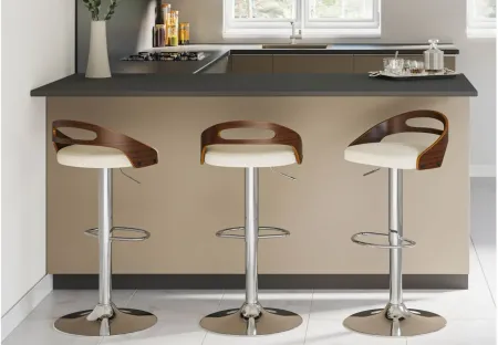 Cassis Adjustable Barstool- Set of 2 in Chrome;Walnut;Cream by Lumisource