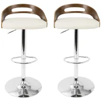 Cassis Adjustable Barstool- Set of 2 in Chrome;Walnut;Cream by Lumisource