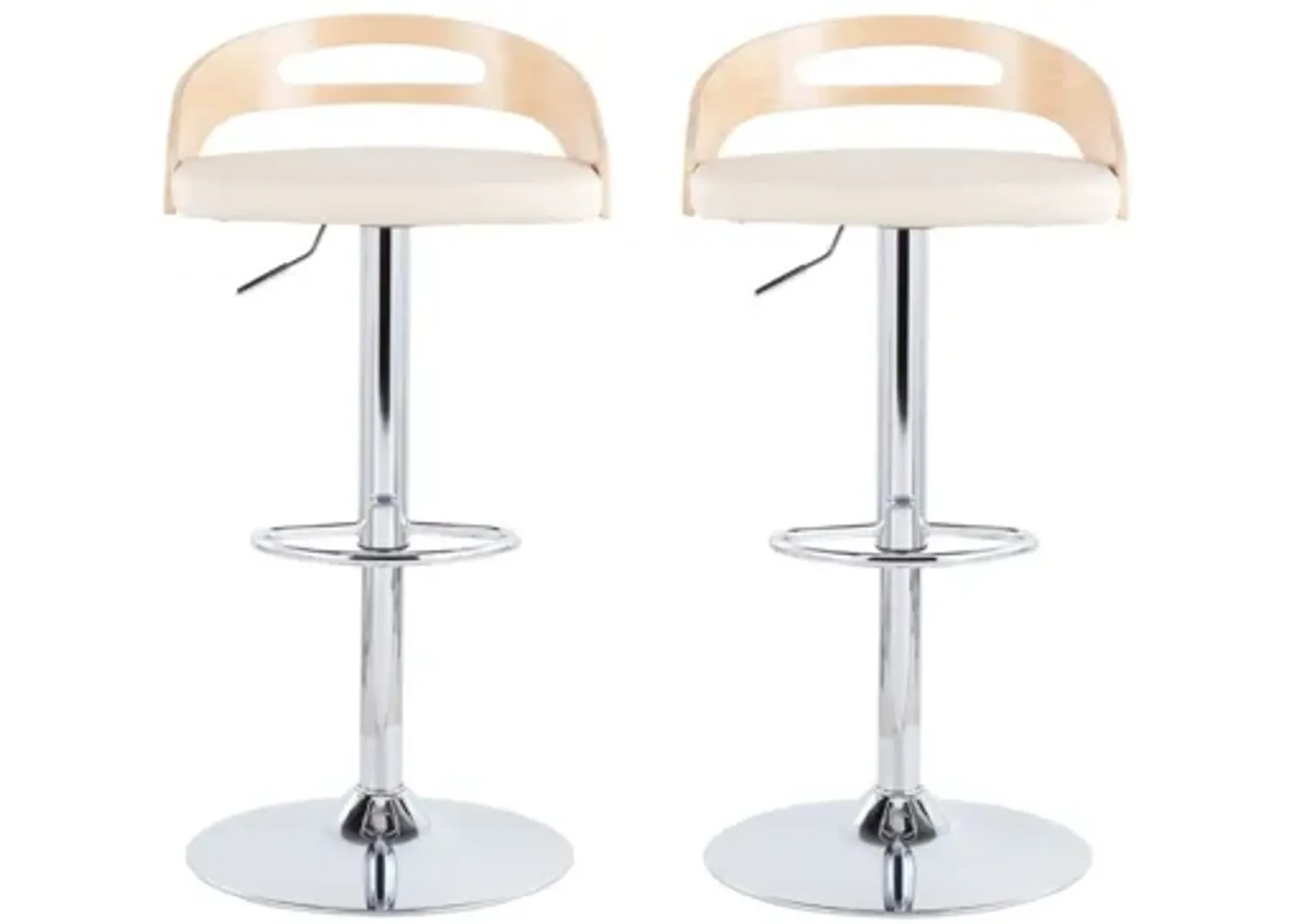 Cassis Adjustable Barstool- Set of 2 in Natural;Cream;Chrome by Lumisource