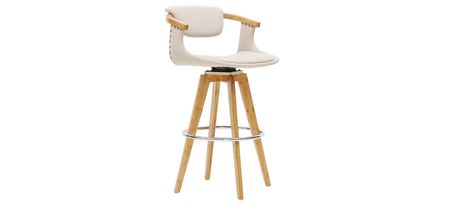 Darwin Fabric Bamboo Counter Stool in Stokes Linen/Natural by New Pacific Direct