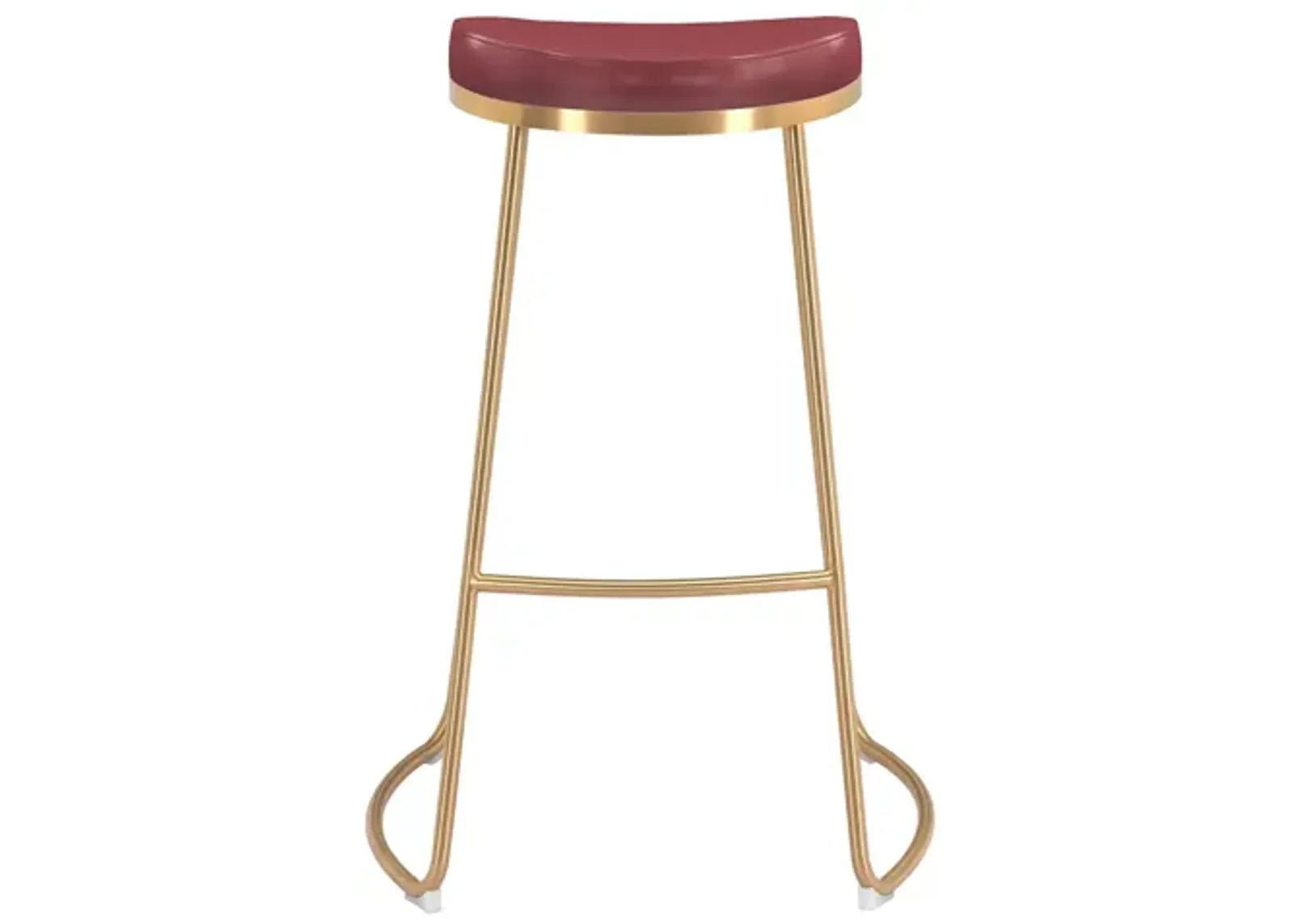 Bree Bar Stool: Set of 2 in Burgundy, Gold by Zuo Modern