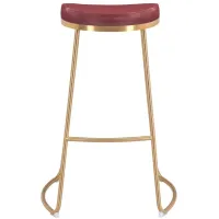 Bree Bar Stool: Set of 2 in Burgundy, Gold by Zuo Modern