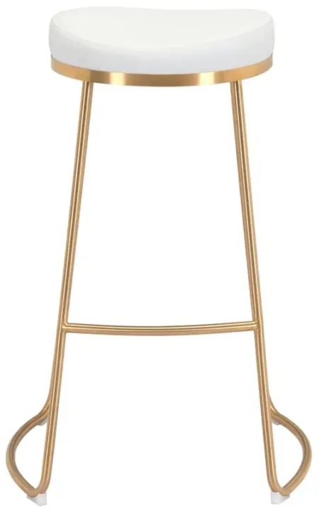 Bree Bar Stool: Set of 2 in White, Gold by Zuo Modern