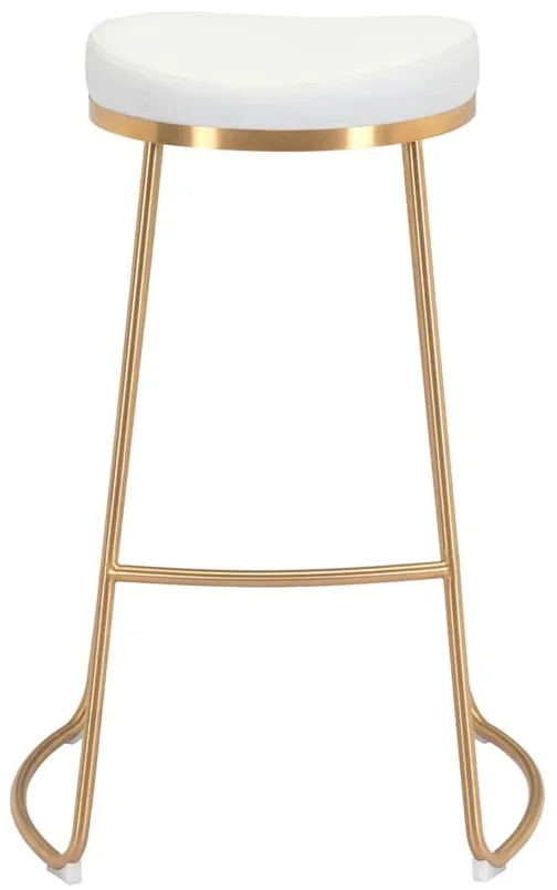 Bree Bar Stool: Set of 2 in White, Gold by Zuo Modern