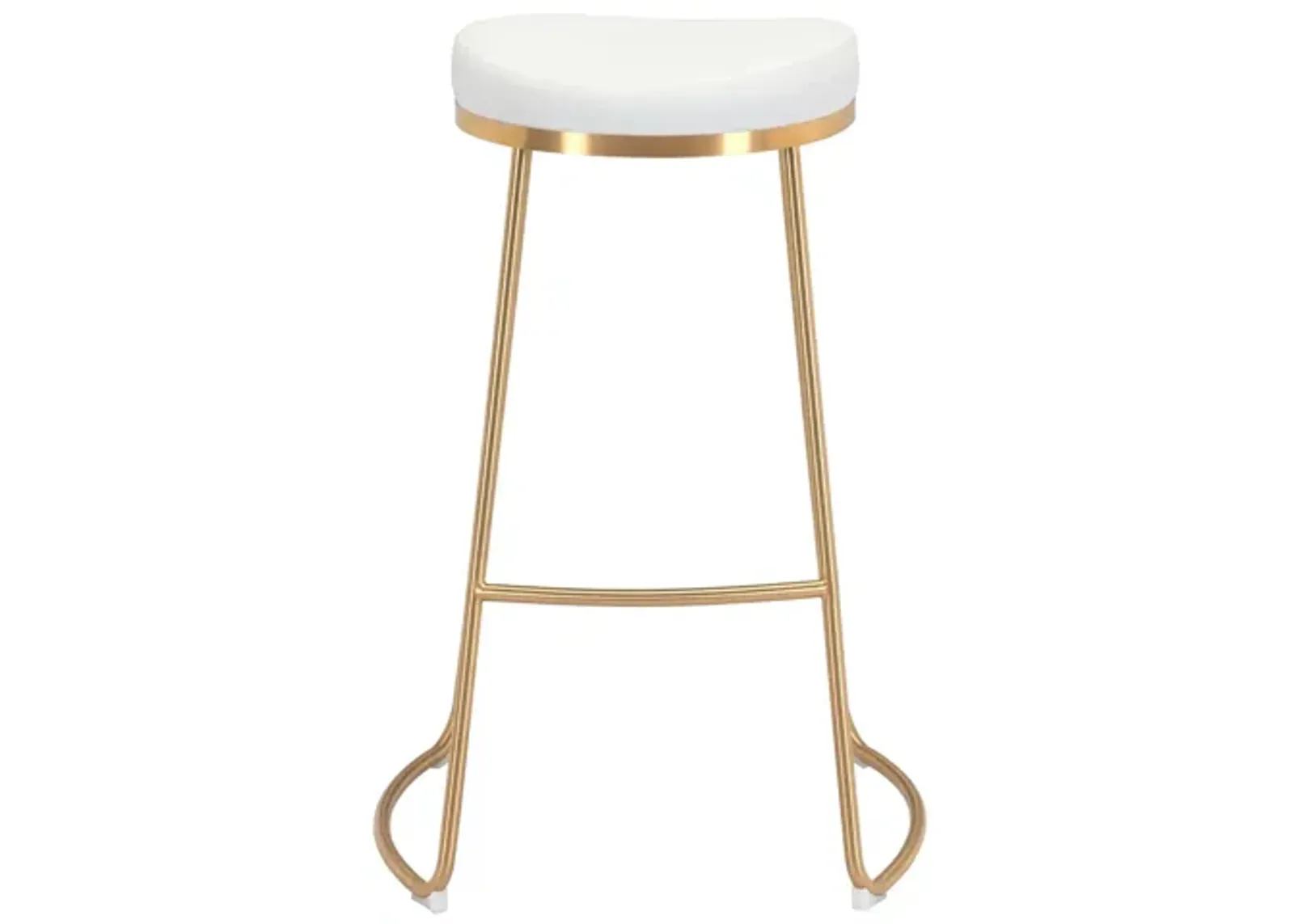 Bree Bar Stool: Set of 2 in White, Gold by Zuo Modern