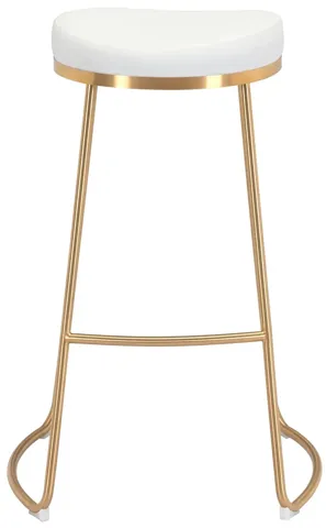 Bree Bar Stool: Set of 2 in White, Gold by Zuo Modern