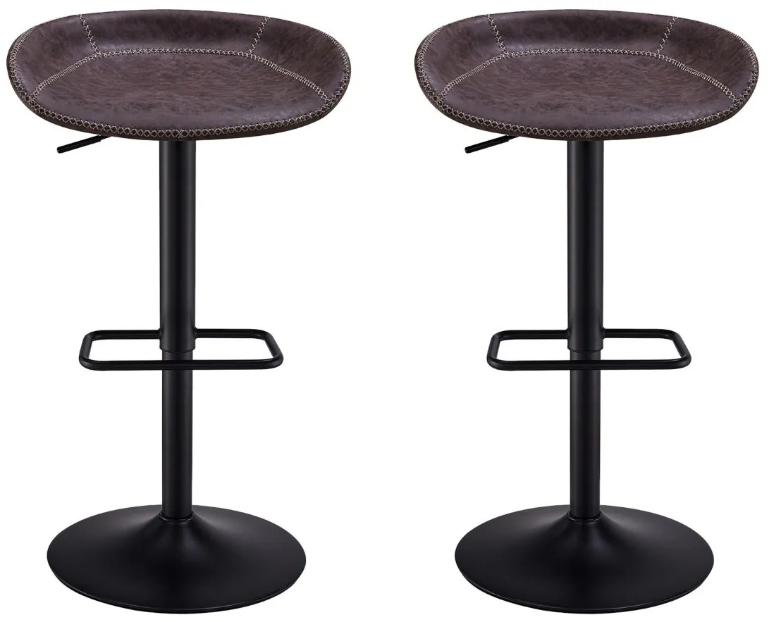 Rogue Gaslift Bar Stool: Set of 2 in Vintage Coffee Brown by New Pacific Direct