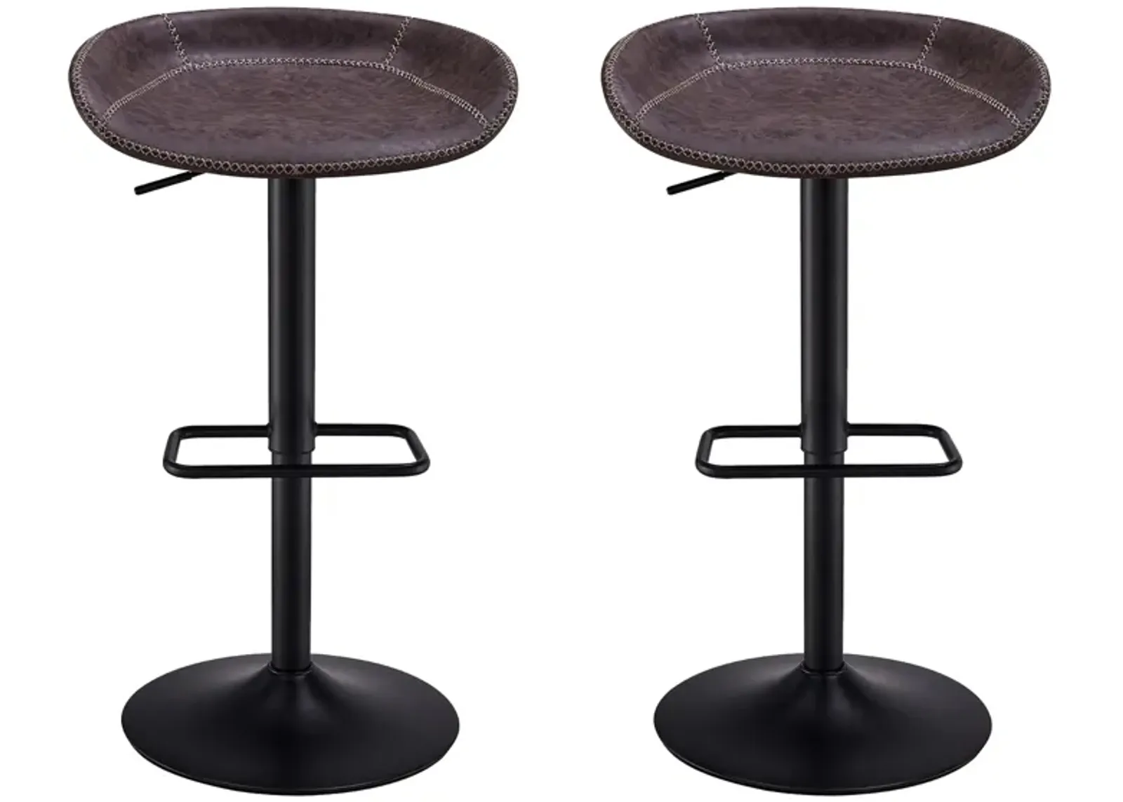 Rogue Gaslift Bar Stool: Set of 2 in Vintage Coffee Brown by New Pacific Direct