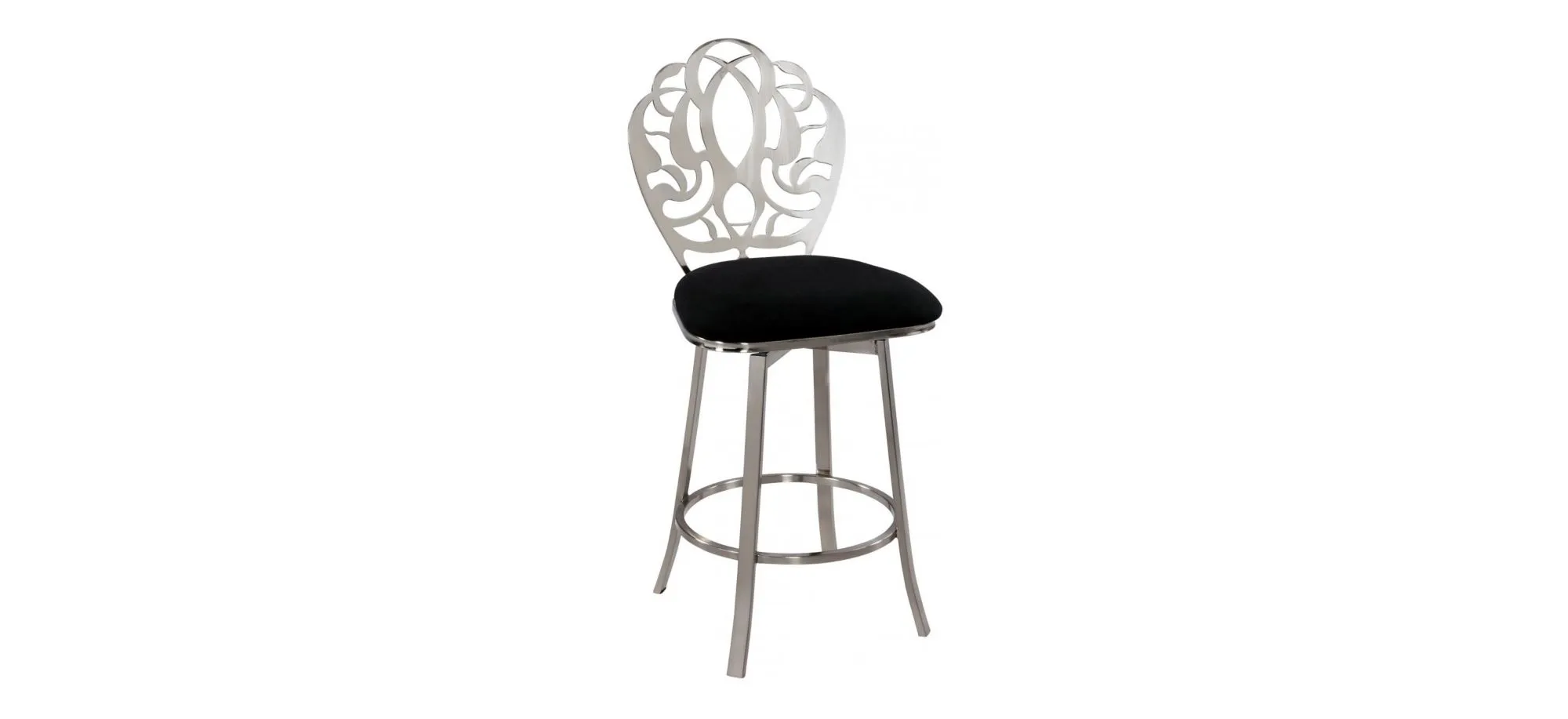 Everette Swivel Counter Stool in Black / Brushed Nickel by Chintaly Imports