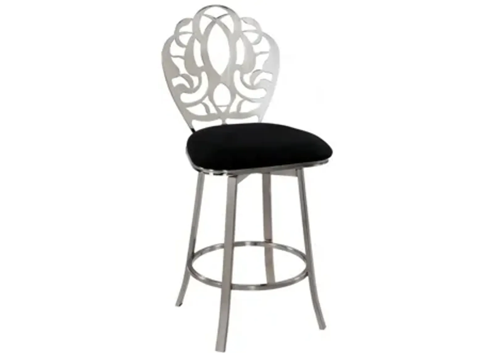 Everette Swivel Counter Stool in Black / Brushed Nickel by Chintaly Imports