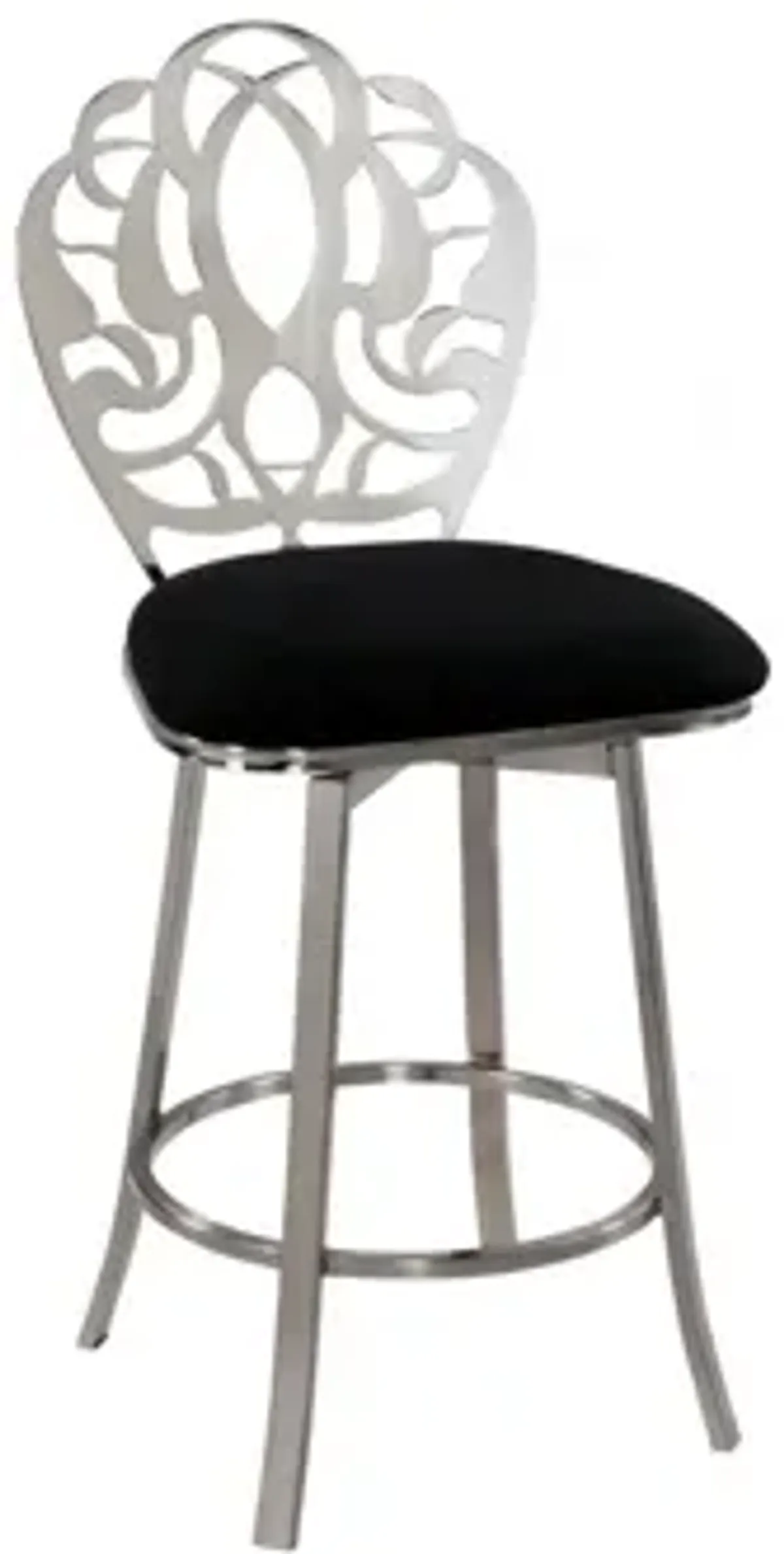 Everette Swivel Counter Stool in Black / Brushed Nickel by Chintaly Imports