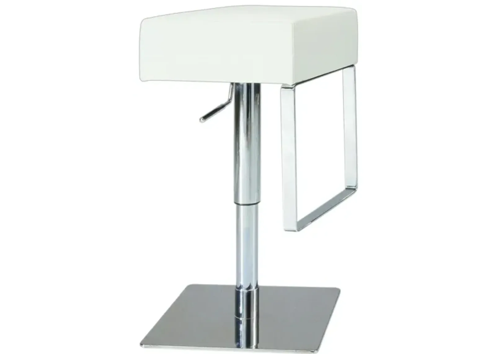 Julia Adjustable-Height Swivel Bar Stool in White / Brushed Stainless Steel by Chintaly Imports