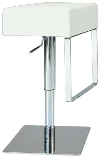 Julia Adjustable-Height Swivel Bar Stool in White / Brushed Stainless Steel by Chintaly Imports