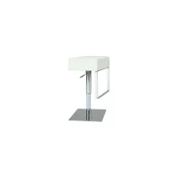 Julia Adjustable-Height Swivel Bar Stool in White / Brushed Stainless Steel by Chintaly Imports