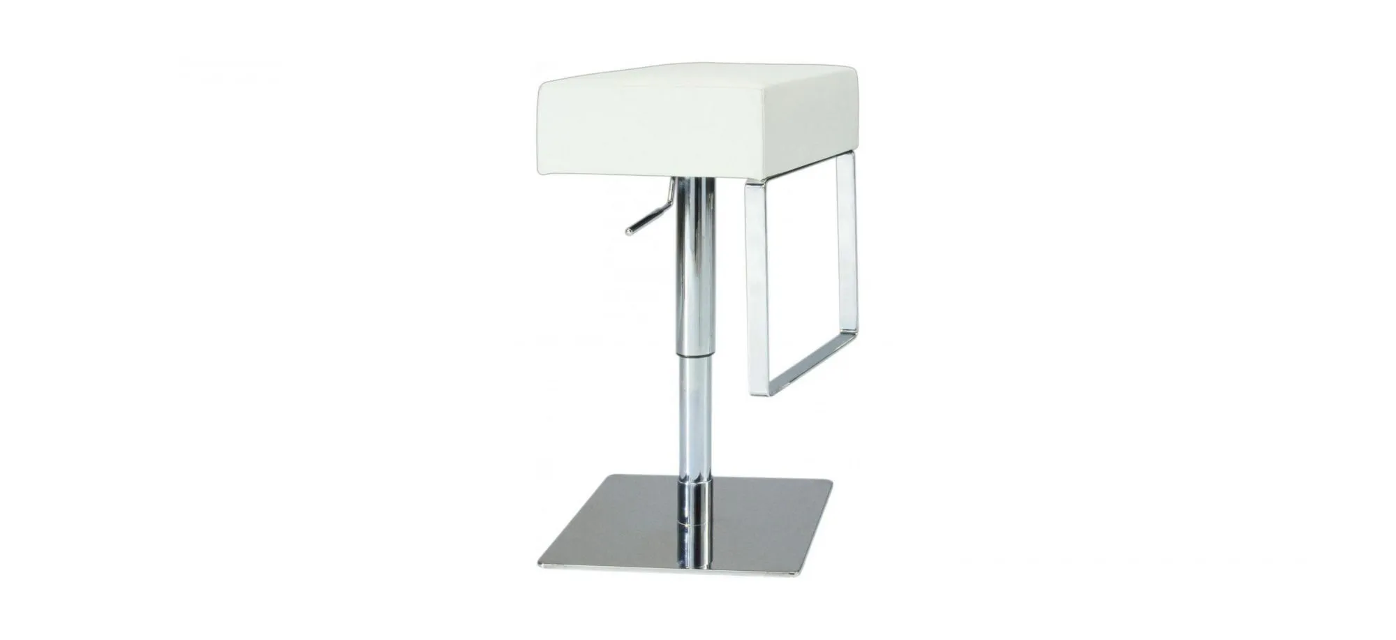 Julia Adjustable-Height Swivel Bar Stool in White / Brushed Stainless Steel by Chintaly Imports