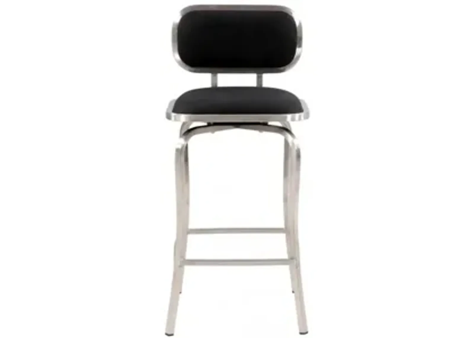 Juliette Swivel Counter Stool in Black / Brushed Stainless Steel by Chintaly Imports