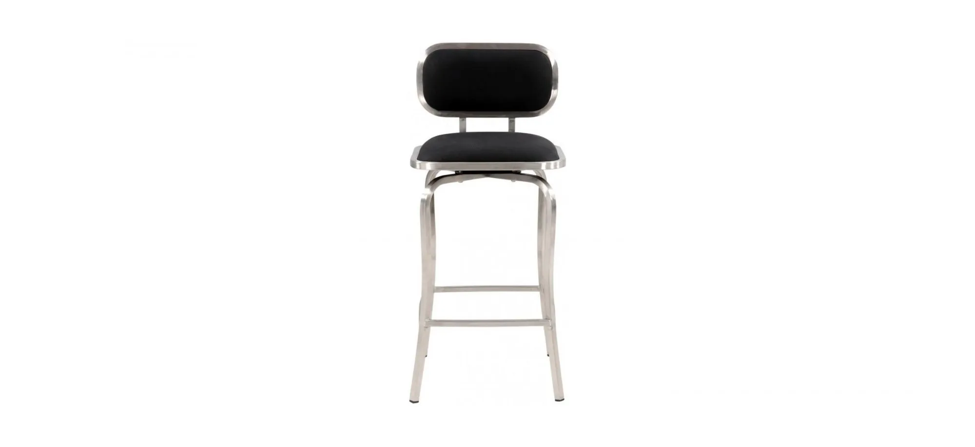 Juliette Swivel Counter Stool in Black / Brushed Stainless Steel by Chintaly Imports