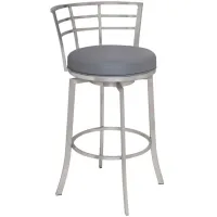 Viper Swivel Counter Stool in Gray / Stainless-steel by Armen Living