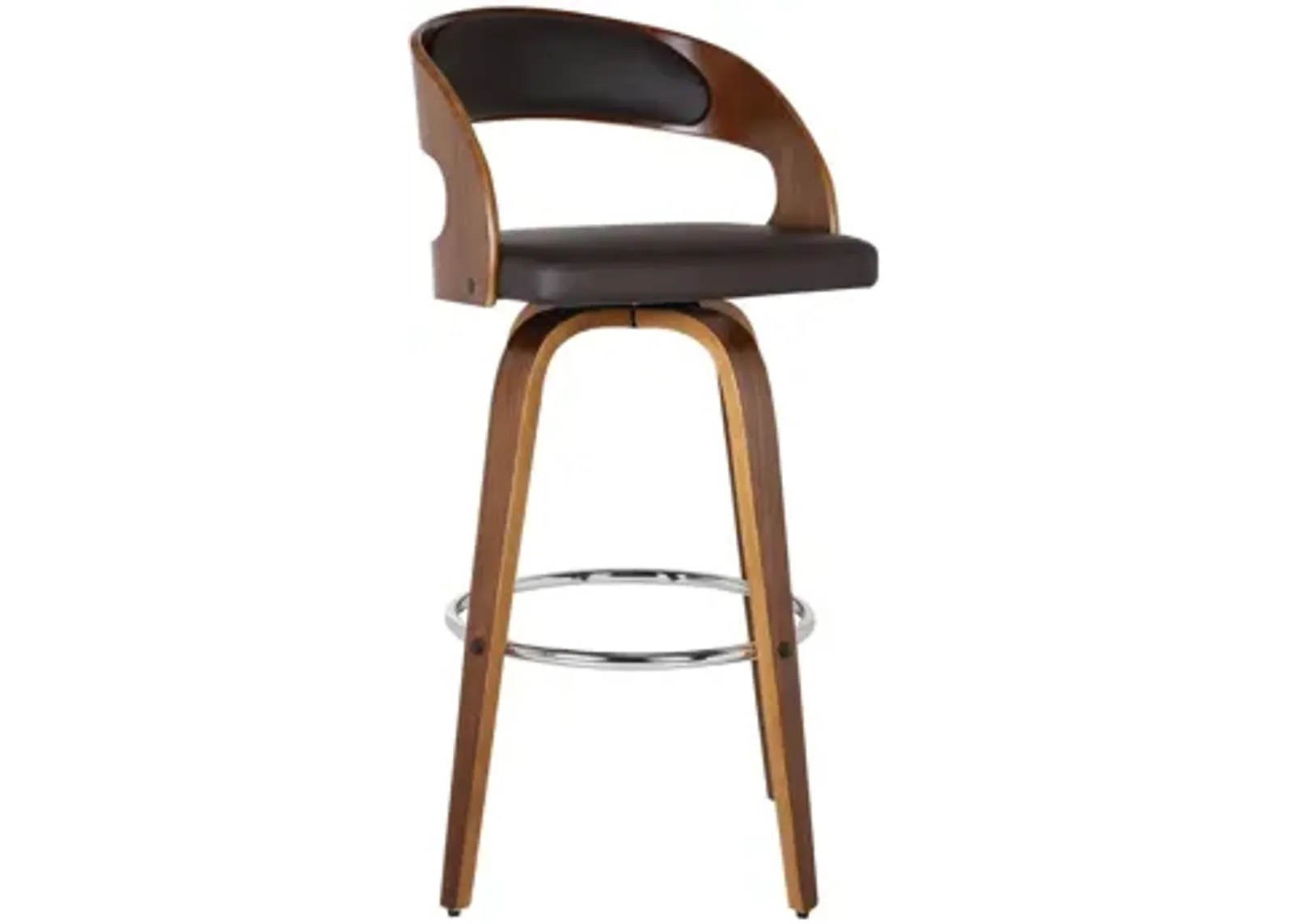 Shelly Swivel Counter Stool in Brown / Walnut / Chrome by Armen Living