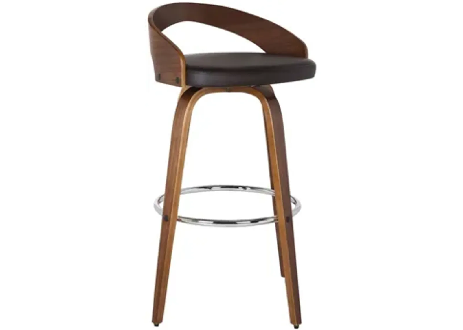 Sonia Swivel Counter Stool in Brown / Walnut / Chrome by Armen Living