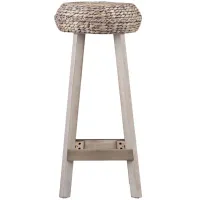 Southsea Pair Round Water Hyacinth Stools in Gray by SEI Furniture