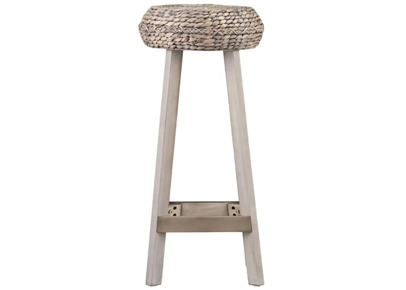 Southsea Pair Round Water Hyacinth Stools in Gray by SEI Furniture