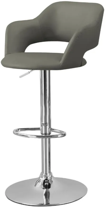 Airmont Adjustable Bar Stool in Chrome/Light Gray by Monarch Specialties