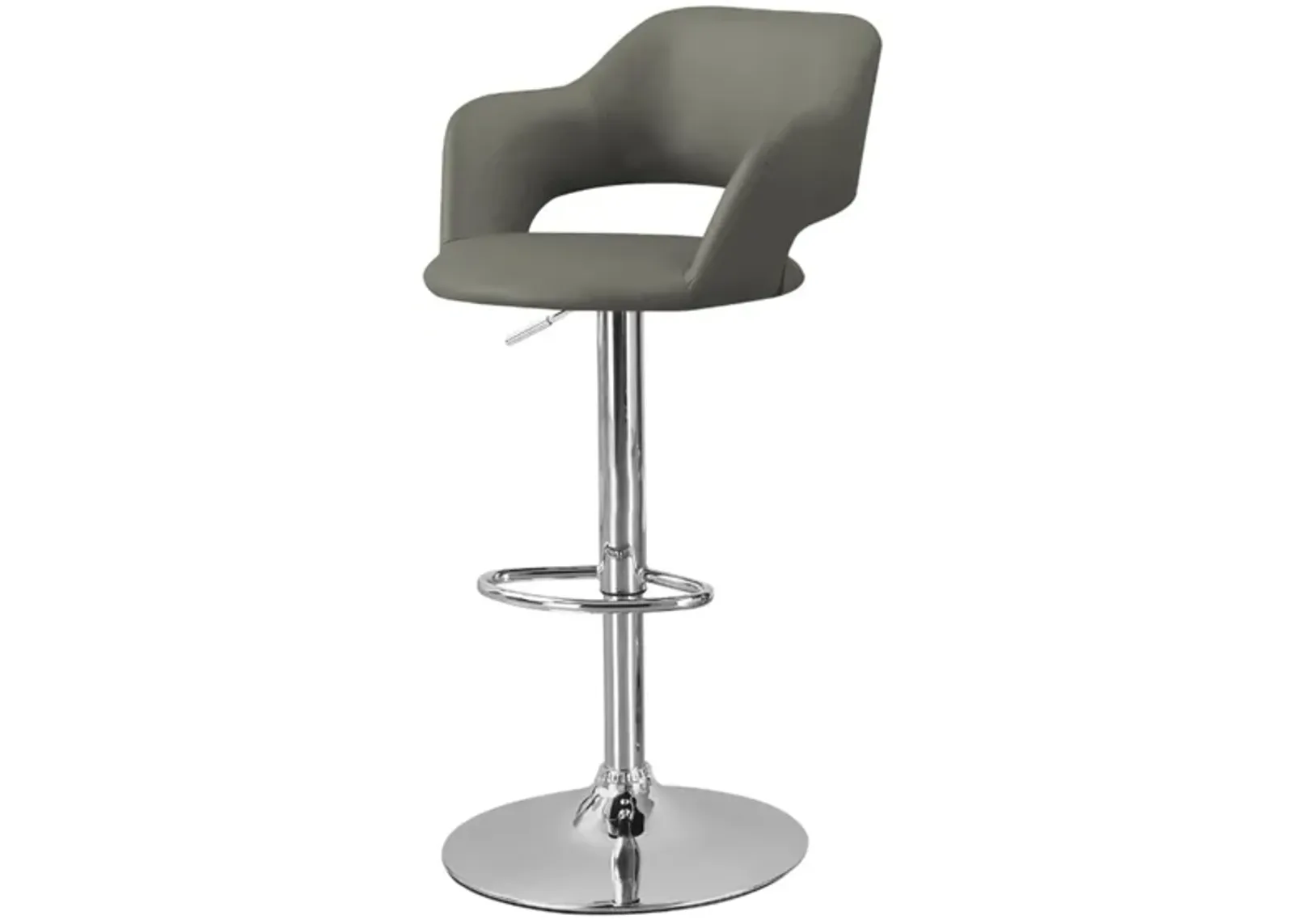 Airmont Adjustable Bar Stool in Chrome/Light Gray by Monarch Specialties