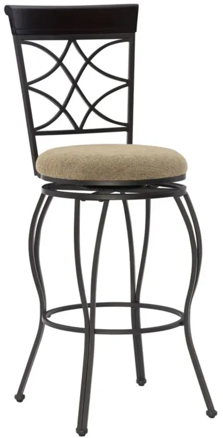 Curves Bar Stool in Metallic Brown & Brown Wood by Linon Home Decor